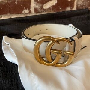 Gucci Marmont Wide Belt White